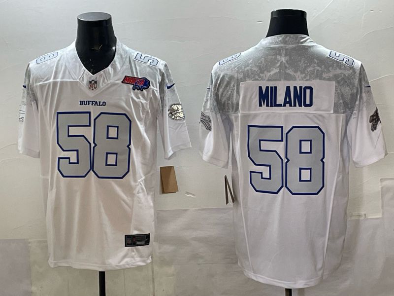 Men 2025 Buffalo Bills #58 Milano white 5th generation Throwback Nike Limited NFL Jersey style 005->buffalo bills->NFL Jersey